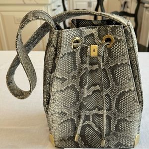 Vince Camuto Gray Snakeskin Bucket Bag